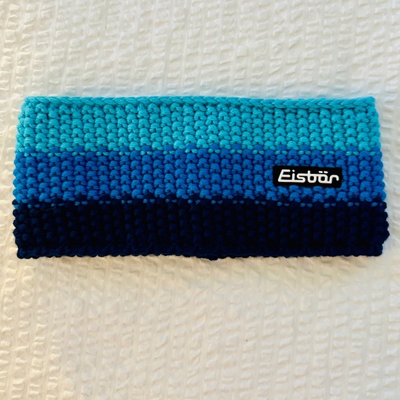 EISBAR NWOT Fleece-lined Blue Stripes Wool/Acrylic Knit Headband - Picture 1 of 6